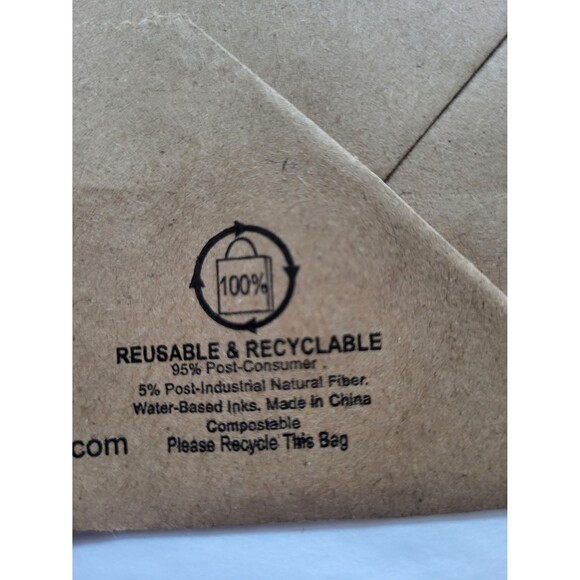 25 Brown Kraft Paper Bags 95% Post-Consumer Recycled Paper Water Ink Com… - Picture 2 of 2
